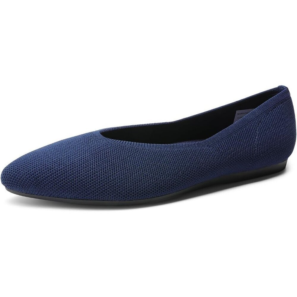 Women's Navy Comfortable Dressy Knit Ballet Flats with Arch Support Shoes
